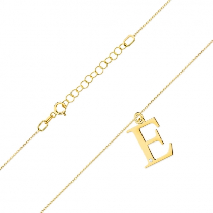 Złoty łańcuszek Celebrytka z dużą literką E i brylantem pr.585